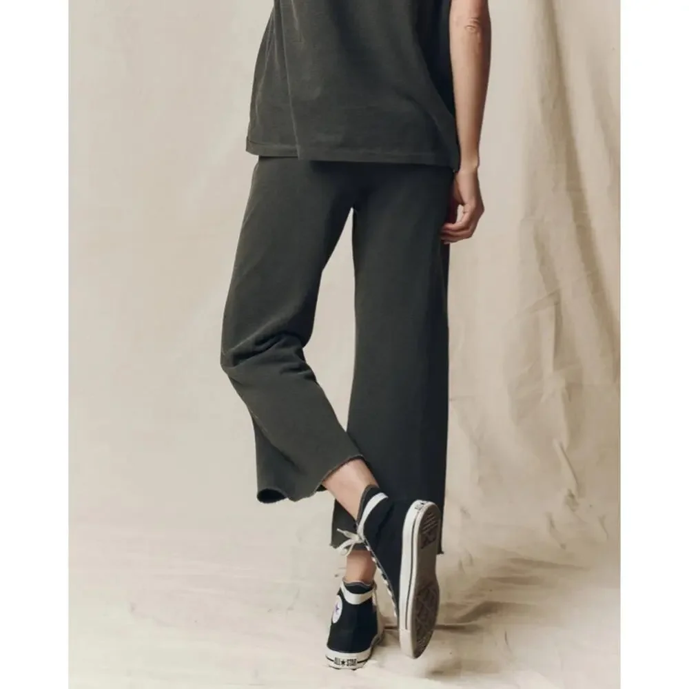 THE GREAT The Wide Leg Cropped Sweatpant Lounge Washed Black Shopbop 0 XS $195 - Picture 10 of 11